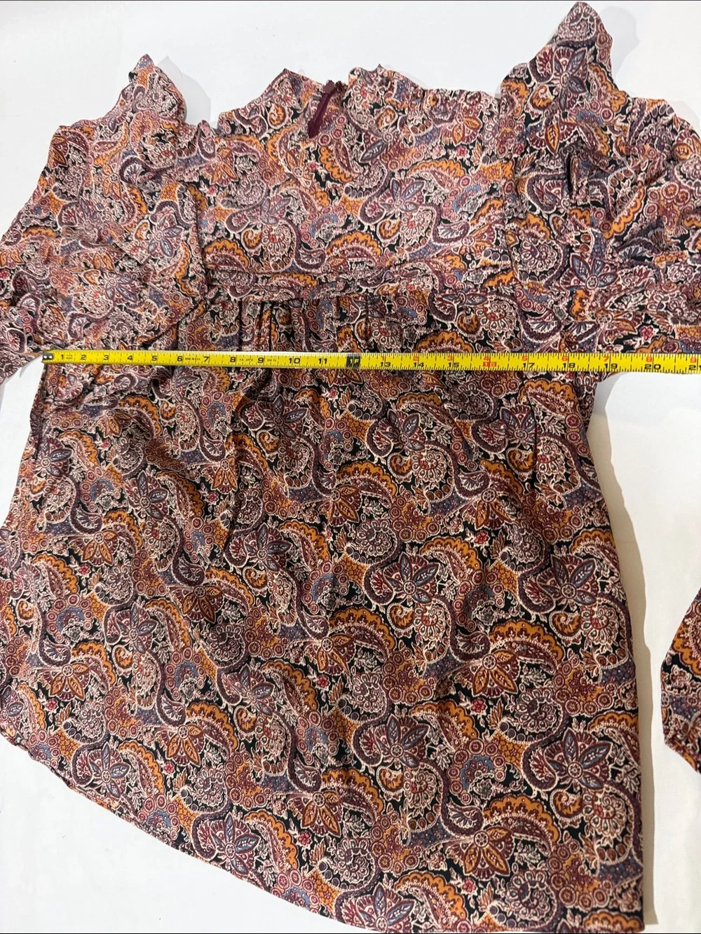Ulla Johnson Arda 100% Silk Ruffle Top Blouse in Goldenrod/Wine Paisley Medium 8
